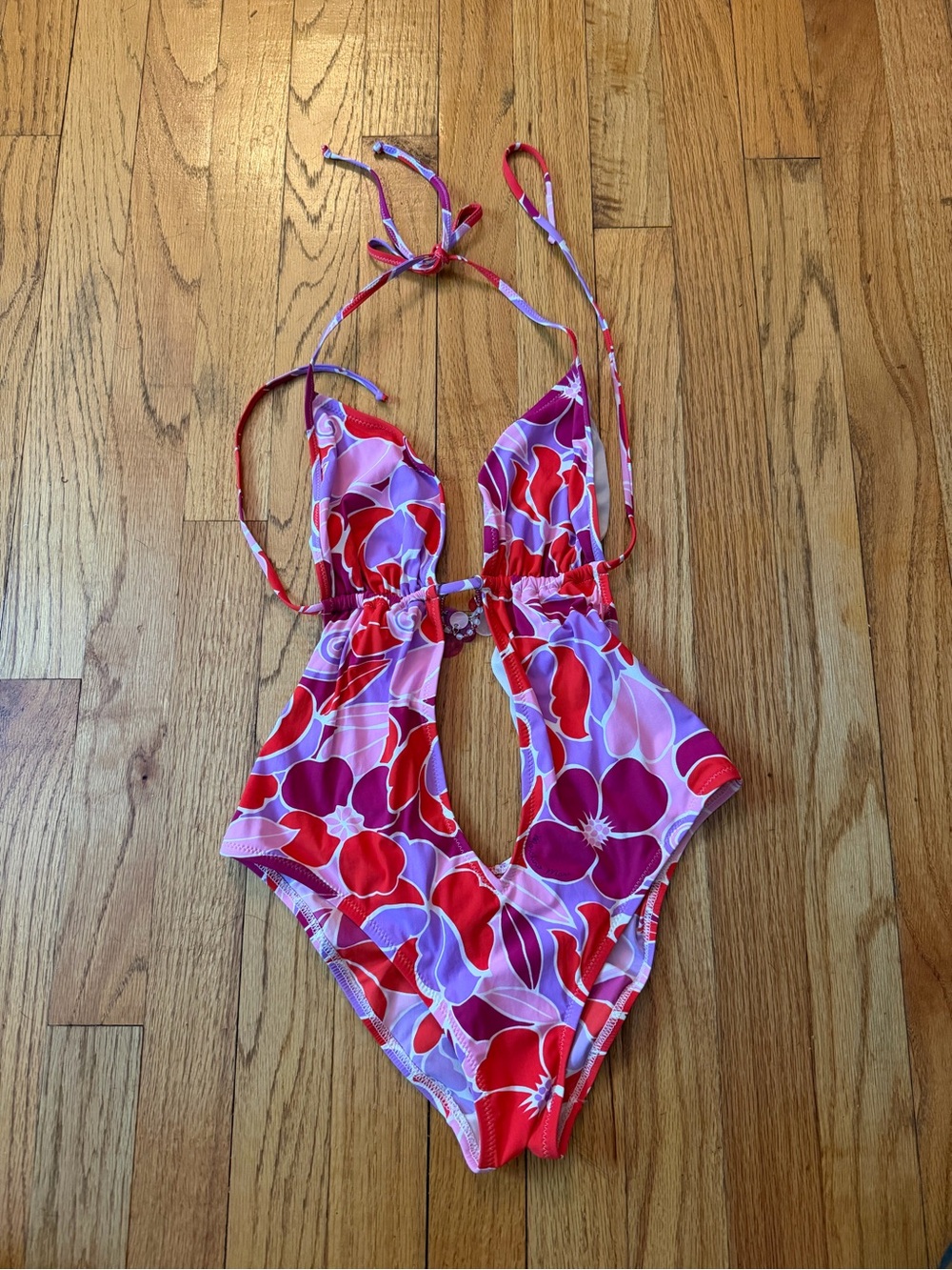 Love Moschino Pink & Red Floral One-Piece Swimsuit
